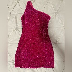 Fashion Nova Magenta Glitter Dress